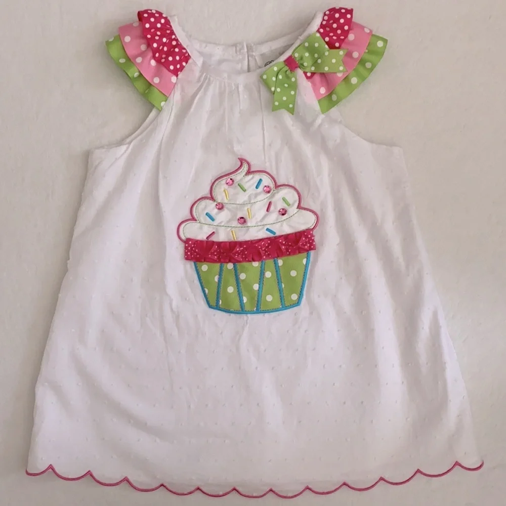 Rare Editions | Cupcake Swiss Dot Birthday Scallop Hem Dress E326267 White (5) - Picture 16 of 16